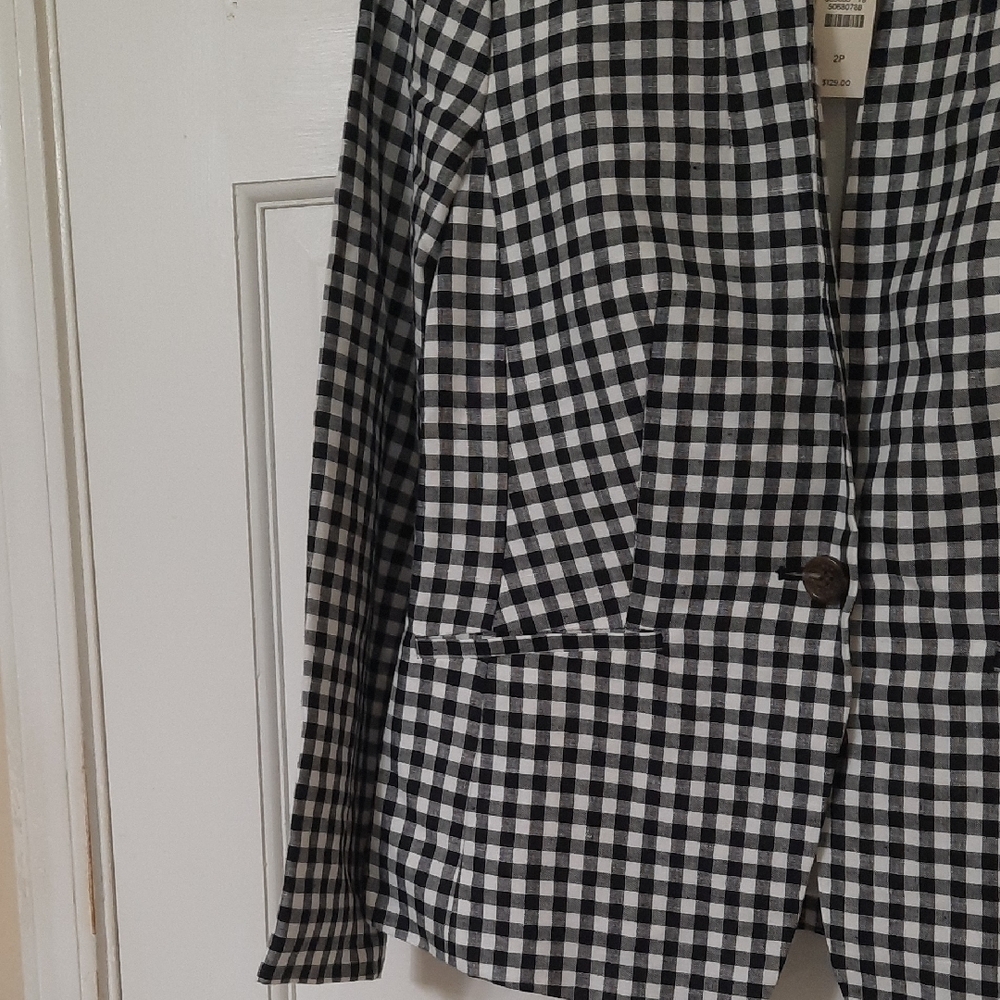 Talbots Classic Black and White Gingham Blazer - Picture 5 of 14